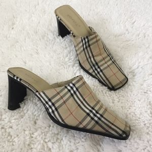 Plaid Nova Check Heeled Mules